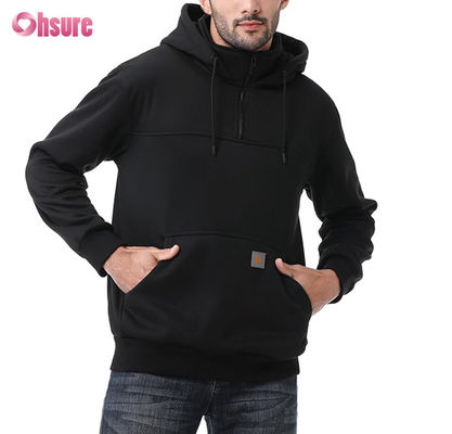 Ανδρικό XL Custom Design Βαρύ Βάρος Quarter Zip Hoodie 100% Βαμβακερό French Terry Crew Neck Φούτερ Χειμωνιάτικο Στυλ με Κουκούλα Μονόχρωμο