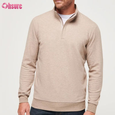 Ανδρικό Πουλόβερ Γκολφ Slim Fit Υψηλής Ποιότητας με Ζεστό Φλις με Φερμουάρ Τέταρτου Μήκους και Μακρύ Μανίκι σε Προσαρμοσμένο Λογότυπο Μονόχρωμο Μαλακό Χρώμα για τον Χειμώνα