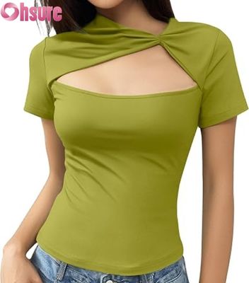 Γυναικεία καλοκαιρινά T-shirts Slim Fit | Κοντομάνικα μπλουζάκια με στρογγυλή λαιμόκοψη και κοψίματα | 2025 Fashion OEM Custom