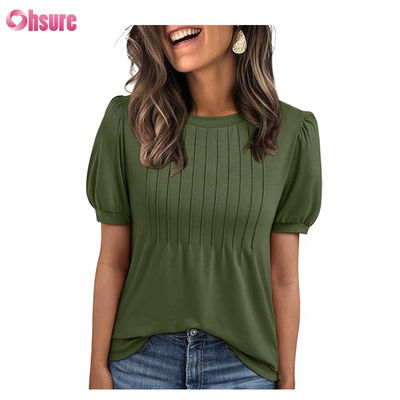 Γυναικεία Μπλούζες με Κοντό Μανίκι T-Shirts Μπλούζες Κομψά Casual Επιχειρηματικά Πλισέ Καλοκαιρινή Μόδα 2025 Βασικά Άνετα Ρούχα