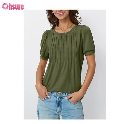 Γυναικεία Μπλούζες με Κοντό Μανίκι T-Shirts Μπλούζες Κομψά Casual Επιχειρηματικά Πλισέ Καλοκαιρινή Μόδα 2025 Βασικά Άνετα Ρούχα