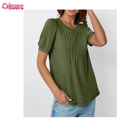 Γυναικεία Μπλούζες με Κοντό Μανίκι T-Shirts Μπλούζες Κομψά Casual Επιχειρηματικά Πλισέ Καλοκαιρινή Μόδα 2025 Βασικά Άνετα Ρούχα
