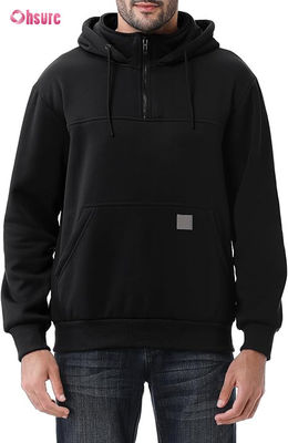 Ανδρικό XL Custom Design Βαρύ Βάρος Quarter Zip Hoodie 100% Βαμβακερό French Terry Crew Neck Φούτερ Χειμωνιάτικο Στυλ με Κουκούλα Μονόχρωμο