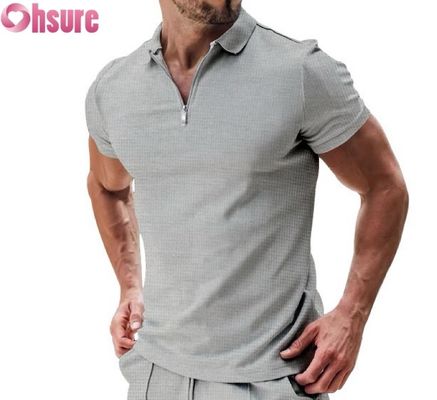 Ανδρικό Καλοκαιρινό Casual κοντομάνικο Polo T-Shirt από Βαμβακερό ύφασμα Waffle Knit, Βιώσιμο και Μονόχρωμο Σχέδιο