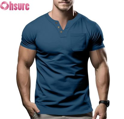 Νέο ανδρικό casual T-shirt V-λαιμόκοψης για το καλοκαίρι του 2025, στενής γραμμής, κοντομάνικο, με μεταξοτυπία