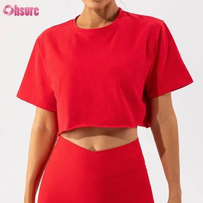 Προσαρμοσμένο Αθλητικό Crop Top Oversize Γυναικείο T-Shirt Νέα Άφιξη Μαλακό Γρήγορο Στέγνωμα Ελαφρύ Γυναικείο Top για Χορό και Τρέξιμο με Κοντό Μανίκι