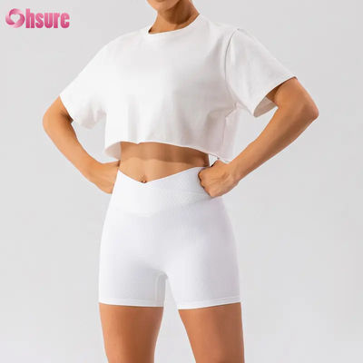 Προσαρμοσμένο Αθλητικό Crop Top Oversize Γυναικείο T-Shirt Νέα Άφιξη Μαλακό Γρήγορο Στέγνωμα Ελαφρύ Γυναικείο Top για Χορό και Τρέξιμο με Κοντό Μανίκι