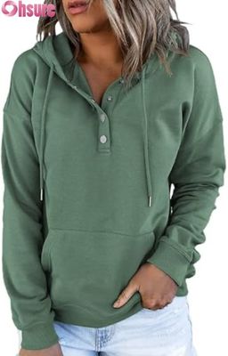 Γυναικεία Casual Loose Fit Long Sleeve Sweater Button-Up Hooded Sweatshirt Προσωπικό λογότυπο πλεγμένο για το φθινόπωρο και το χειμώνα με τσέπες