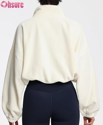 Γυναικείο Πουλόβερ με Μαλακό Fleece, Casual Μακρυμάνικο Φούτερ με Φερμουάρ και Ελαστικό τελείωμα για άνεση