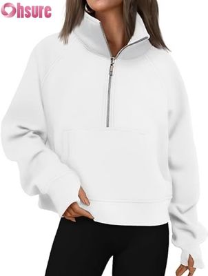 Προσαρμοσμένο Γυναικείο Fleece Pullover Hoodie με Μισό Φερμουάρ και Κοντό Κούμπωμα | Φθινοπωρινή Μόδα Φούτερ με Τέταρτο Φερμουάρ 2025