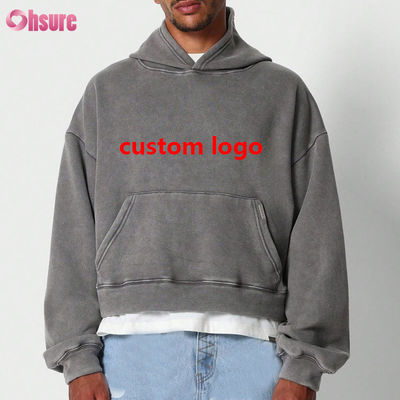 Κατασκευαστής Hoodie Custom Y2K Print Streetwear 400 Gsm Fleece Vintage Υπερμεγέθης βαρέος βάρος καλλιέργεια οξύ πλύσιμο κομμένο Hoodie άνδρες