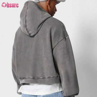 Κατασκευαστής Hoodie Custom Y2K Print Streetwear 400 Gsm Fleece Vintage Υπερμεγέθης βαρέος βάρος καλλιέργεια οξύ πλύσιμο κομμένο Hoodie άνδρες