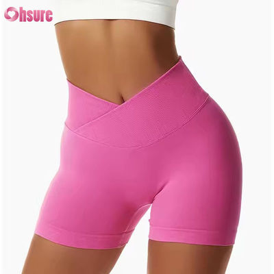 Γλυκό χρώμα Γρήγορα στεγνό γυμνό Γιόγκα Shorts Hip Lift Running Fitness Shorts Στενό ύψος μέση Αθλητικά Leggings