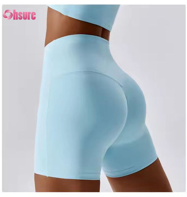 Γλυκό χρώμα Γρήγορα στεγνό γυμνό Γιόγκα Shorts Hip Lift Running Fitness Shorts Στενό ύψος μέση Αθλητικά Leggings