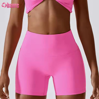 Γλυκό χρώμα Γρήγορα στεγνό γυμνό Γιόγκα Shorts Hip Lift Running Fitness Shorts Στενό ύψος μέση Αθλητικά Leggings