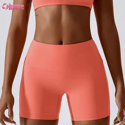 Γλυκό χρώμα Γρήγορα στεγνό γυμνό Γιόγκα Shorts Hip Lift Running Fitness Shorts Στενό ύψος μέση Αθλητικά Leggings