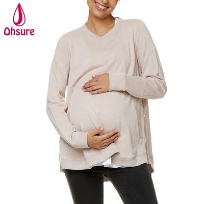 Χειμωνιάτικα Εγκυμοσύνης Ρούχα Plus Size Θηλασμού Ρούχα Μαλακό Fleece Θηλασμού Hoodie Με Πλαϊνό Φερμουάρ Μητρότητας Φούτερ Γυναικών