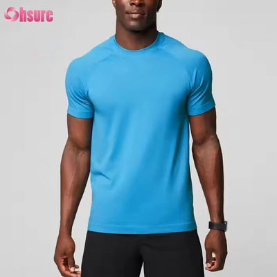 Προσαρμοσμένο Πολυεστέρα Spandex ελαφρύς βάρος αναπνέει λεπτός μυς Εγκατασκευασμένο αθλητικό γυμναστήριο t μπλουζάκι για άνδρες