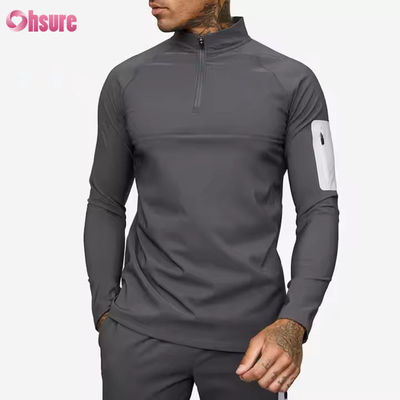 Προσαρμοσμένο Αθλητικό Ένδυμα Active Sports Wear Slim Fit 1/4 Quarter Zip Jogging Track Top Ανδρικό Συμπιεστικό Μπλουζάκι Γυμναστηρίου Μακρυμάνικο