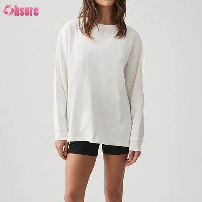 Γυναικείο μακρυμάνικο T-shirt Custom Double Side O Neck Blank Plain Cropped Top Crossed Bottom Athletic Spandex