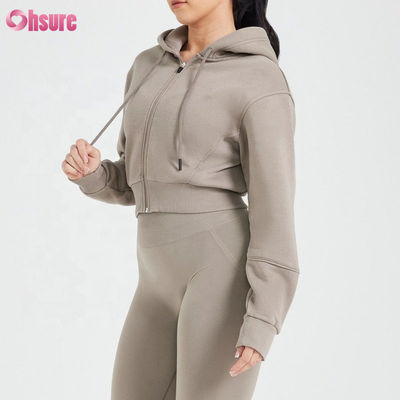 Προσαρμόσιμες κυρίες Ζιπ-Απ Hoodies Slim Fit Κοπτό γυμναστήριο Φορέστε αναπνευστικό πλεκτό ύφασμα για γυναίκες