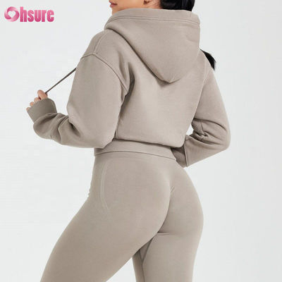 Προσαρμόσιμες κυρίες Ζιπ-Απ Hoodies Slim Fit Κοπτό γυμναστήριο Φορέστε αναπνευστικό πλεκτό ύφασμα για γυναίκες