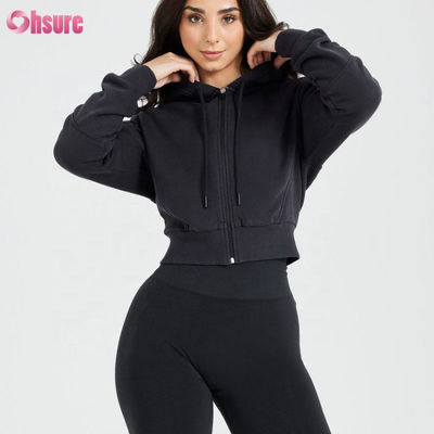 Προσαρμόσιμες κυρίες Ζιπ-Απ Hoodies Slim Fit Κοπτό γυμναστήριο Φορέστε αναπνευστικό πλεκτό ύφασμα για γυναίκες