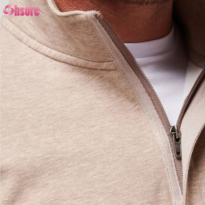 Ανδρικό Πουλόβερ Γκολφ Slim Fit Υψηλής Ποιότητας με Ζεστό Φλις με Φερμουάρ Τέταρτου Μήκους και Μακρύ Μανίκι σε Προσαρμοσμένο Λογότυπο Μονόχρωμο Μαλακό Χρώμα για τον Χειμώνα