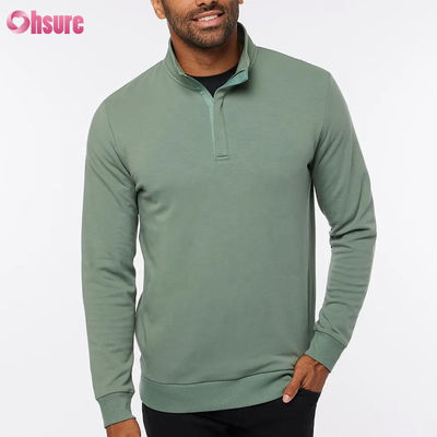 Ανδρικό Πουλόβερ Γκολφ Slim Fit Υψηλής Ποιότητας με Ζεστό Φλις με Φερμουάρ Τέταρτου Μήκους και Μακρύ Μανίκι σε Προσαρμοσμένο Λογότυπο Μονόχρωμο Μαλακό Χρώμα για τον Χειμώνα