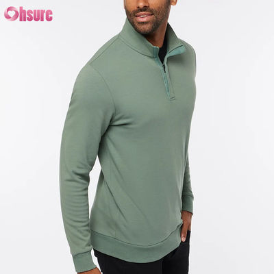 Ανδρικό Πουλόβερ Γκολφ Slim Fit Υψηλής Ποιότητας με Ζεστό Φλις με Φερμουάρ Τέταρτου Μήκους και Μακρύ Μανίκι σε Προσαρμοσμένο Λογότυπο Μονόχρωμο Μαλακό Χρώμα για τον Χειμώνα