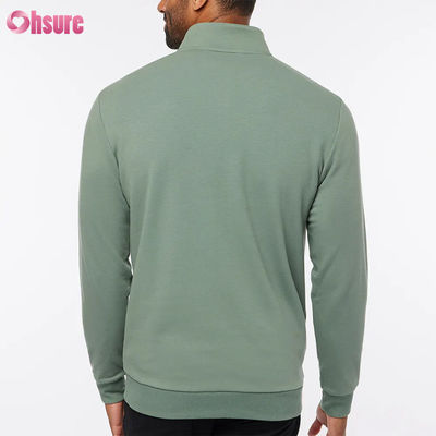 Ανδρικό Πουλόβερ Γκολφ Slim Fit Υψηλής Ποιότητας με Ζεστό Φλις με Φερμουάρ Τέταρτου Μήκους και Μακρύ Μανίκι σε Προσαρμοσμένο Λογότυπο Μονόχρωμο Μαλακό Χρώμα για τον Χειμώνα