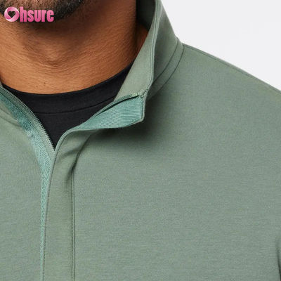 Ανδρικό Πουλόβερ Γκολφ Slim Fit Υψηλής Ποιότητας με Ζεστό Φλις με Φερμουάρ Τέταρτου Μήκους και Μακρύ Μανίκι σε Προσαρμοσμένο Λογότυπο Μονόχρωμο Μαλακό Χρώμα για τον Χειμώνα