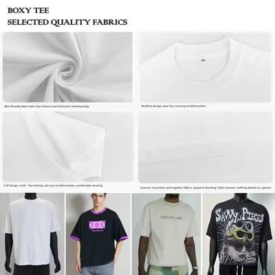 250-300gm Drop Shoulder Graphic Heavyweight T-shirt Luxury Blank Heavy Cotton Streetwear Boxy Oversized Custom T-shirt ανδρών
