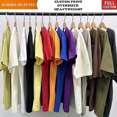 250-300gm Drop Shoulder Graphic Heavyweight T-shirt Luxury Blank Heavy Cotton Streetwear Boxy Oversized Custom T-shirt ανδρών