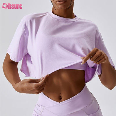 OEM Custom Υπερμεγέθης Crop Top Γυναίκες T-Shirt Υψηλό Ελαστικό Crop Top Tshirt Λευκό Crop Tops για Γυναίκες