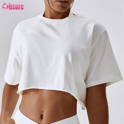 OEM Custom Υπερμεγέθης Crop Top Γυναίκες T-Shirt Υψηλό Ελαστικό Crop Top Tshirt Λευκό Crop Tops για Γυναίκες
