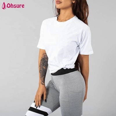 Λευκό T-Shirt Διαπνέον Βαμβακερό Spandex Χαλαρή Εφαρμογή Προπόνησης Γυμναστηρίου Φορέματα Αθλητικά T-Shirts Κορυφαίας Ποιότητας Κενό Γυναικείο Casual