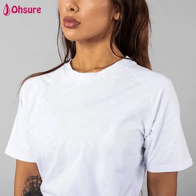Λευκό T-Shirt Διαπνέον Βαμβακερό Spandex Χαλαρή Εφαρμογή Προπόνησης Γυμναστηρίου Φορέματα Αθλητικά T-Shirts Κορυφαίας Ποιότητας Κενό Γυναικείο Casual