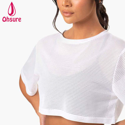 Προσαρμοσμένο T-Shirt με Λογότυπο Casual Spandex Mesh Fabric Crew Neck Γυναικεία Ρούχα Γυναικεία Γυμναστήριο Ζέσταμα Γυναικεία Μπλούζες
