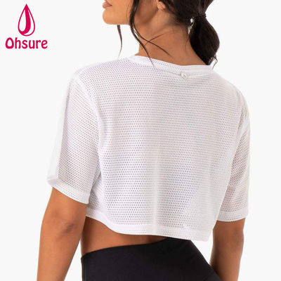 Προσαρμοσμένο T-Shirt με Λογότυπο Casual Spandex Mesh Fabric Crew Neck Γυναικεία Ρούχα Γυναικεία Γυμναστήριο Ζέσταμα Γυναικεία Μπλούζες