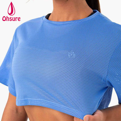 Προσαρμοσμένο T-Shirt με Λογότυπο Casual Spandex Mesh Fabric Crew Neck Γυναικεία Ρούχα Γυναικεία Γυμναστήριο Ζέσταμα Γυναικεία Μπλούζες