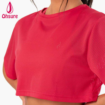 Προσαρμοσμένο T-Shirt με Λογότυπο Casual Spandex Mesh Fabric Crew Neck Γυναικεία Ρούχα Γυναικεία Γυμναστήριο Ζέσταμα Γυναικεία Μπλούζες