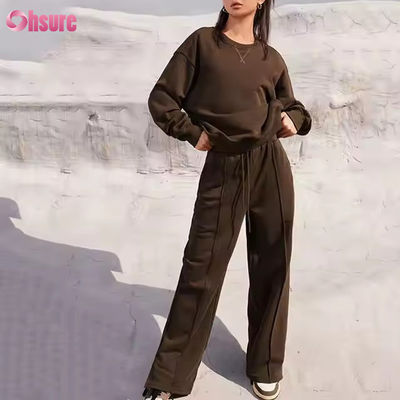 Νέο Casual Sport Γυμναστήριο Jogger Τρέξιμο Μονόχρωμο Φθινόπωρο Χειμώνας Φούτερ και Παντελόνι Δύο Τεμαχίων Σετ Παντελονιών Φόρμες για Γυναίκες