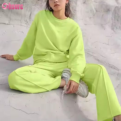 Νέο Casual Sport Γυμναστήριο Jogger Τρέξιμο Μονόχρωμο Φθινόπωρο Χειμώνας Φούτερ και Παντελόνι Δύο Τεμαχίων Σετ Παντελονιών Φόρμες για Γυναίκες