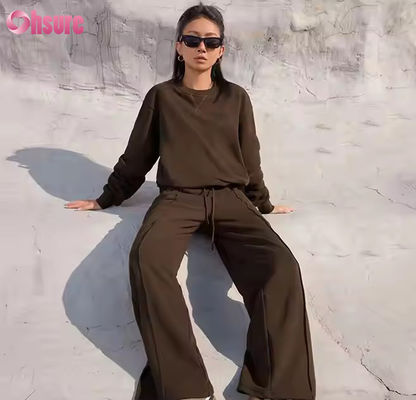 Νέο Casual Sport Γυμναστήριο Jogger Τρέξιμο Μονόχρωμο Φθινόπωρο Χειμώνας Φούτερ και Παντελόνι Δύο Τεμαχίων Σετ Παντελονιών Φόρμες για Γυναίκες