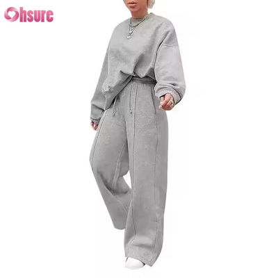 Προσαρμοσμένο Plus Size Casual Wear Fashion 2 Piece Set Jogger Sweatshirt Wide Leg Flared Sweatpants Τρέξιμου για γυναίκες
