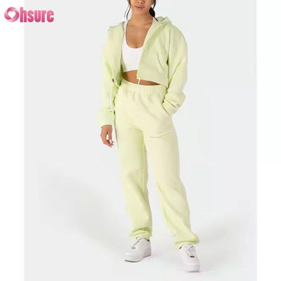 Γυναικεία ρούχα δύο κομματιών Sweatsuit Fleece Long Sleeve Zip Up Hoodies Κριόμενα Sweatshirts Sweatpants Runner Set
