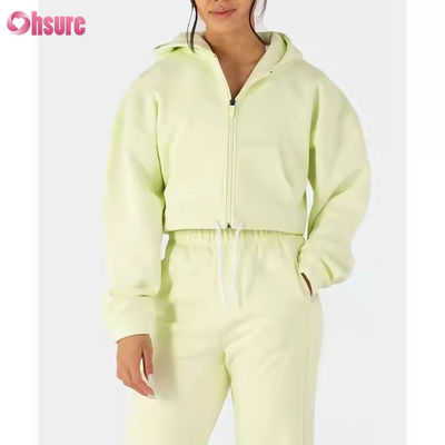 Γυναικεία ρούχα δύο κομματιών Sweatsuit Fleece Long Sleeve Zip Up Hoodies Κριόμενα Sweatshirts Sweatpants Runner Set