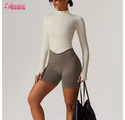 Ηλιακή προστασία Jacket Stand Collar Zipper Long Sleeve Femme Yoga Jacket Sweatshirts για γυναίκες Στεγνή εξωτερική γυμναστική Sports Tops