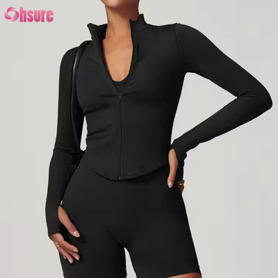 Ηλιακή προστασία Jacket Stand Collar Zipper Long Sleeve Femme Yoga Jacket Sweatshirts για γυναίκες Στεγνή εξωτερική γυμναστική Sports Tops